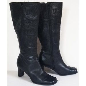 CHICO'S leather EMBROIDERED tall BOOTS